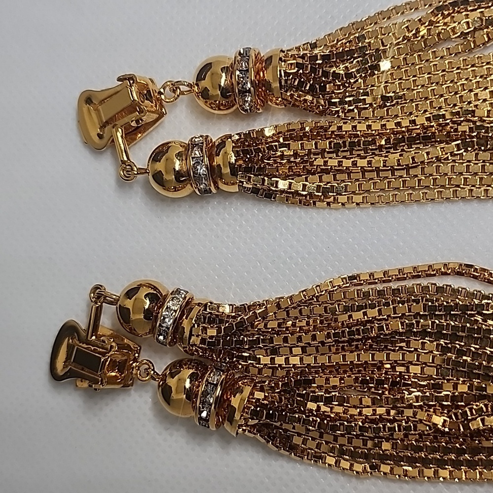 Rare House of Lavande Sunset double tassel earrings one of a kind clip ons - Picture 6 of 6